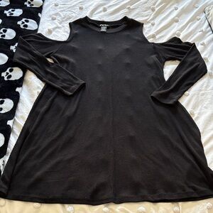 cold shoulder ribbed skater dress